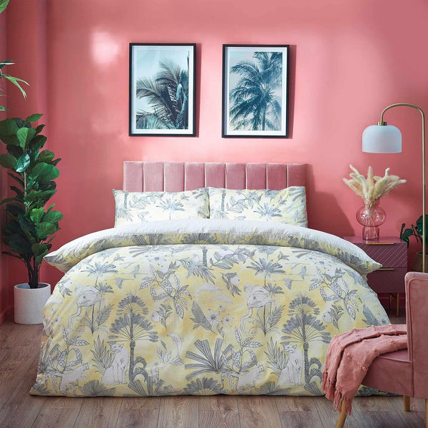 Colony Palm Botanical Yellow Duvet Cover Set - Ideal