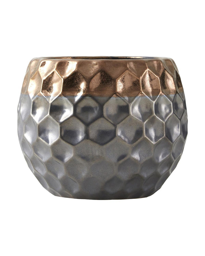 Honeycomb Hexagon Porcelain Planter - Copper/Silver - Ideal