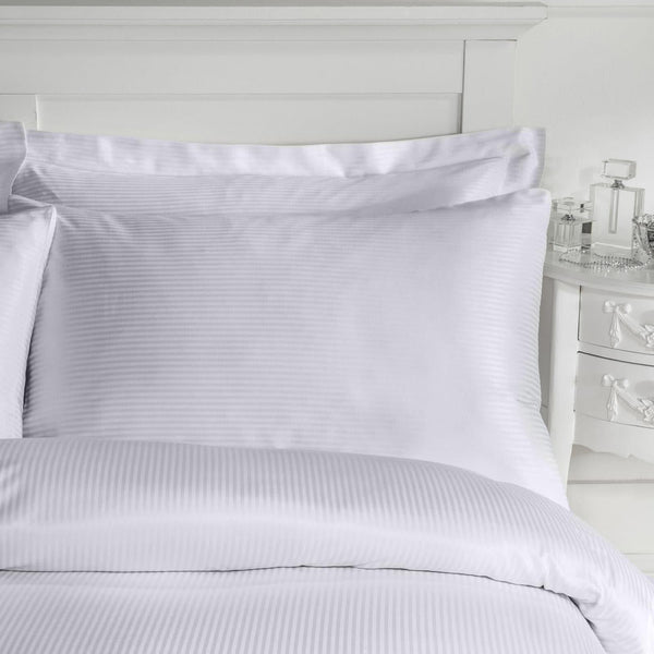 Satin Stripe 300 Thread Count Grey Pillowcase Pair - Ideal