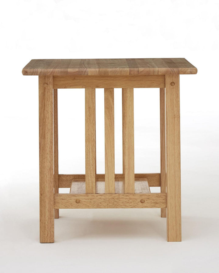 Compact Rubberwood Side Table with Lattice Design - Ideal