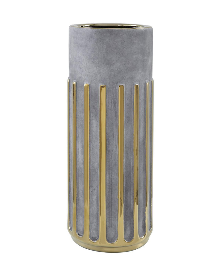 Grey Heston Ceramic Vase in Warm Metallic - Ideal