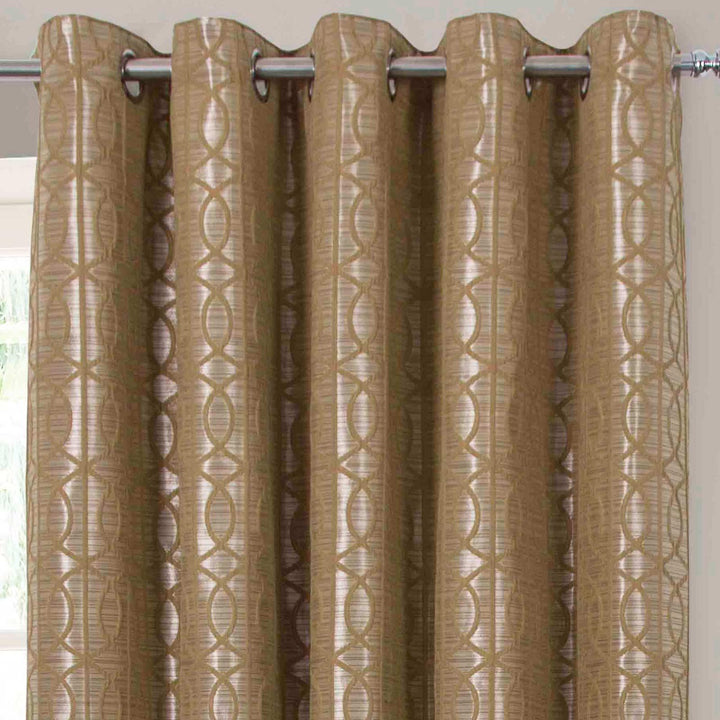 Tuscany Jacquard Lined Eyelet Curtains Ochre -  - Ideal Textiles