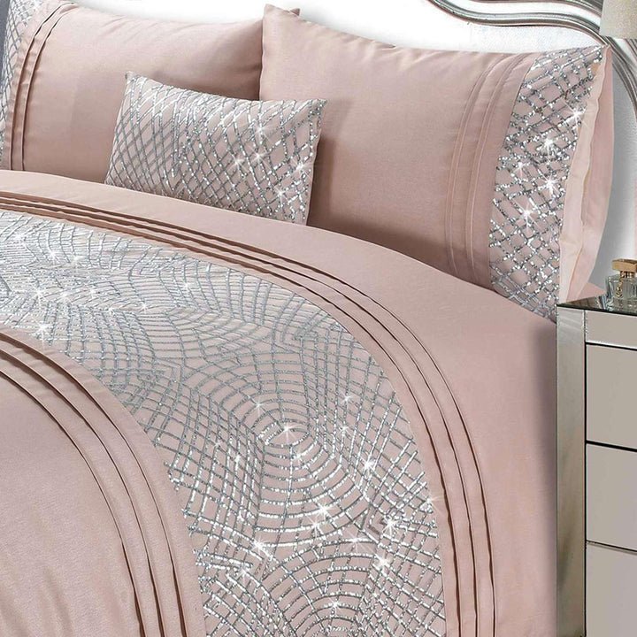 Charleston Glitter Sparkle Blush Pink Duvet Cover Set -  - Ideal Textiles
