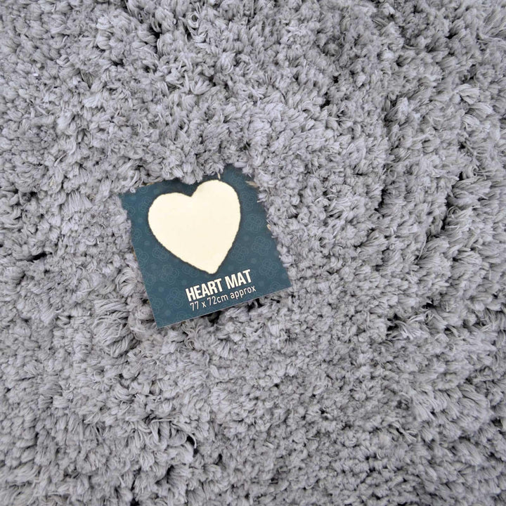 Heart Shaped Deep Pile Bath Mat Grey -  - Ideal Textiles