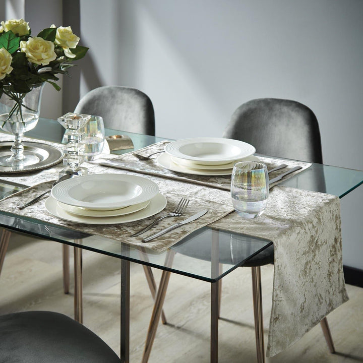 Crushed Velvet Table Runners Natural -  - Ideal Textiles