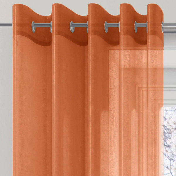 Plain Eyelet Voile Curtain Panels Orange - 59'' x 54'' - Ideal Textiles