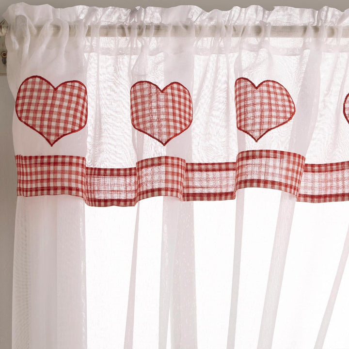 Amour Gingham Check Hearts Red Window Set Curtains -  - Ideal Textiles