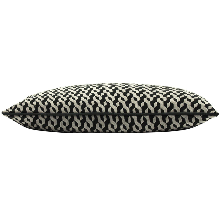 Dione Carbon Geometric Velvet Cushion Cover 16'' x 24'' -  - Ideal Textiles