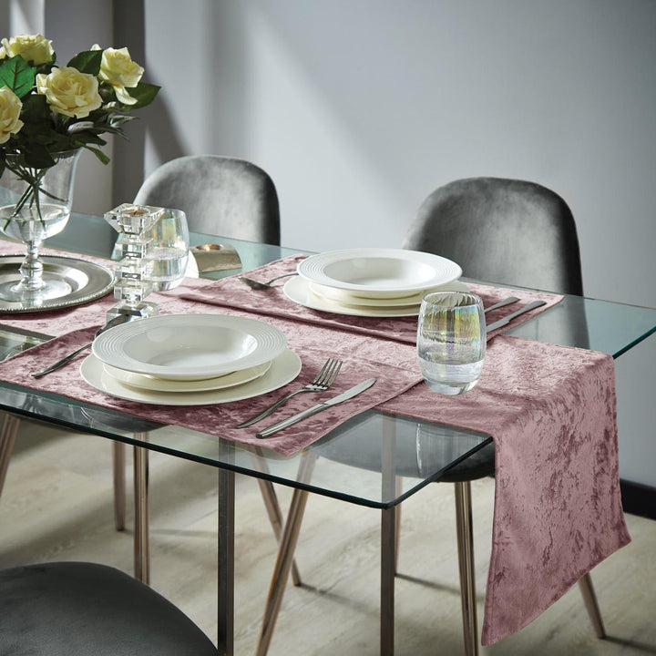 Crushed Velvet Pack of 2 Placemats Blush Pink -  - Ideal Textiles