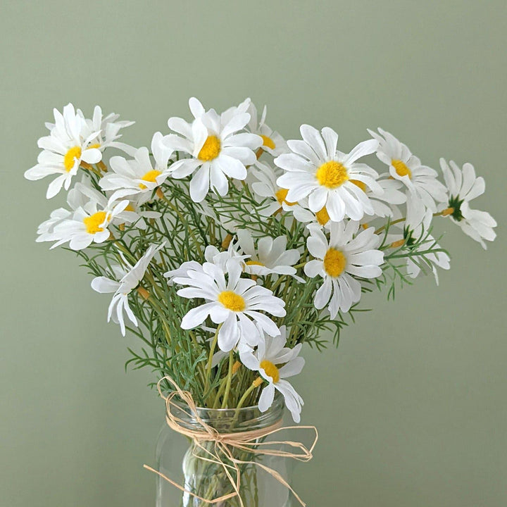 Artificial White Daisy Spray in Jar Vase -  - Ideal Textiles
