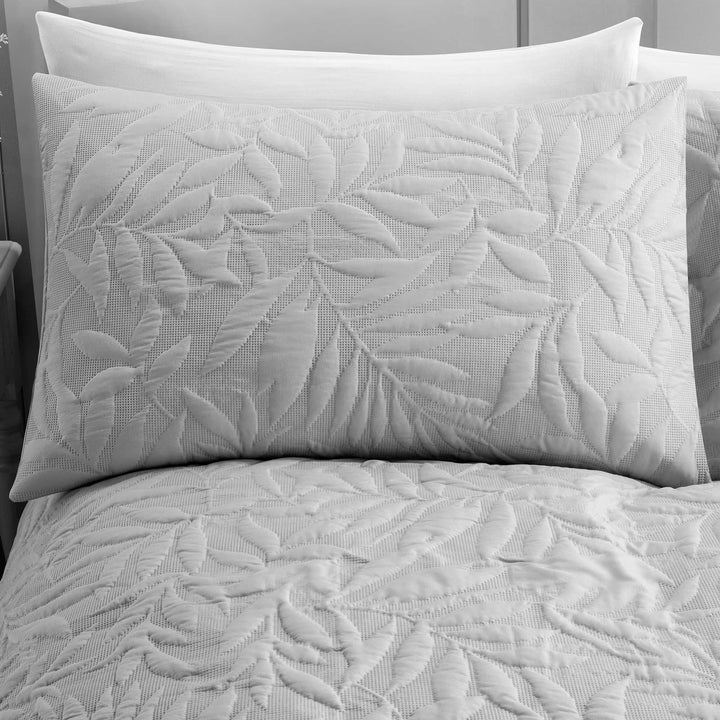 Luana Pinsonic Floral Leaf Silver Duvet Cover Set -  - Ideal Textiles