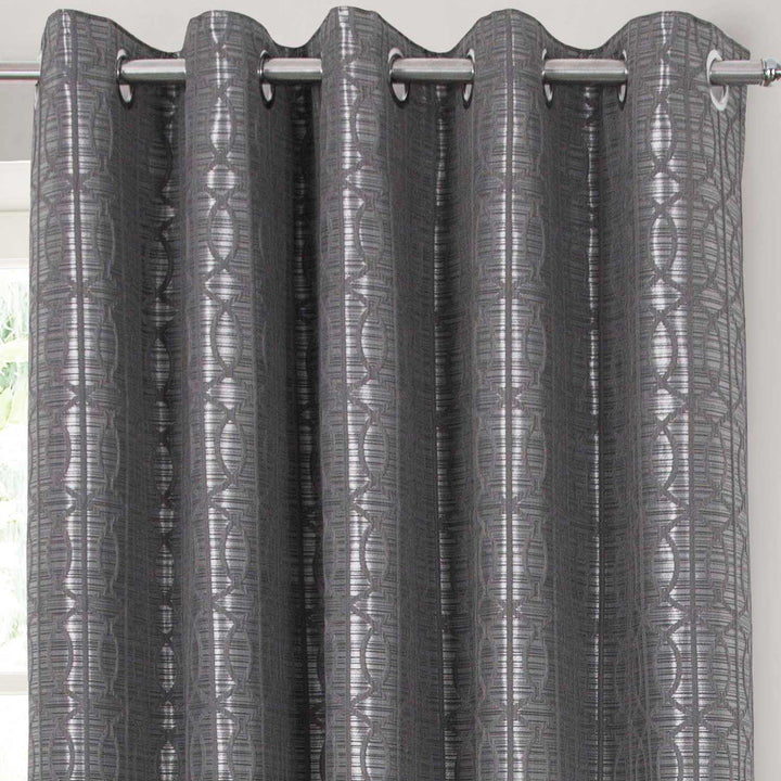 Tuscany Jacquard Lined Eyelet Curtains Silver -  - Ideal Textiles