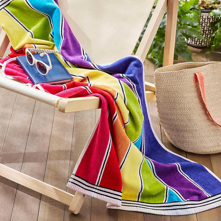 Rainbow Stripe 100% Cotton Beach Towel -  - Ideal Textiles