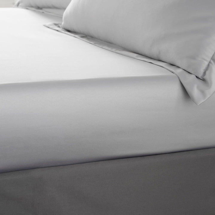 Silky Soft Satin Plain Fitted Sheets Silver -  - Ideal Textiles