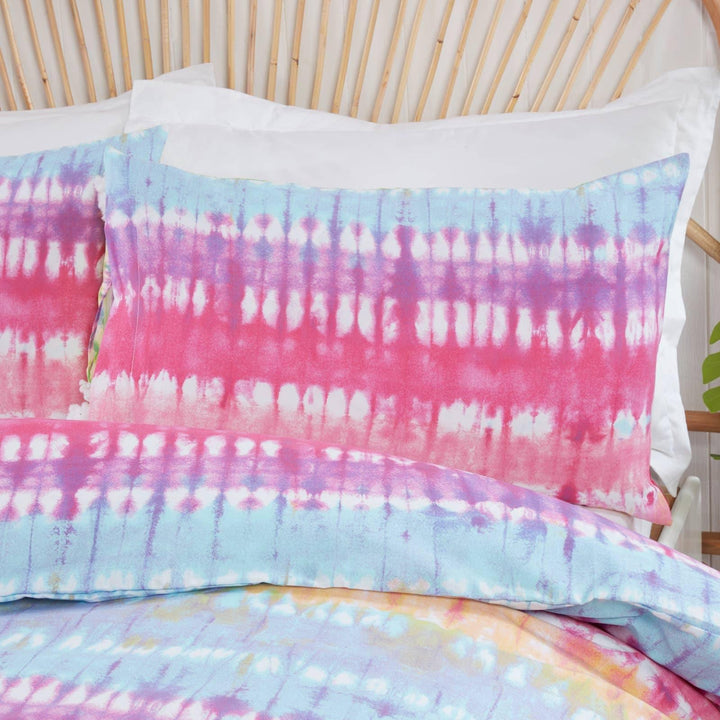 Tie Dye Stripe Print Multicolour Duvet Cover Set -  - Ideal Textiles