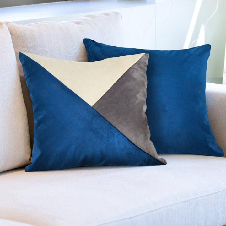 New Orleans Geometric Velvet Navy Cushion Covers 17'' x 17'' -  - Ideal Textiles