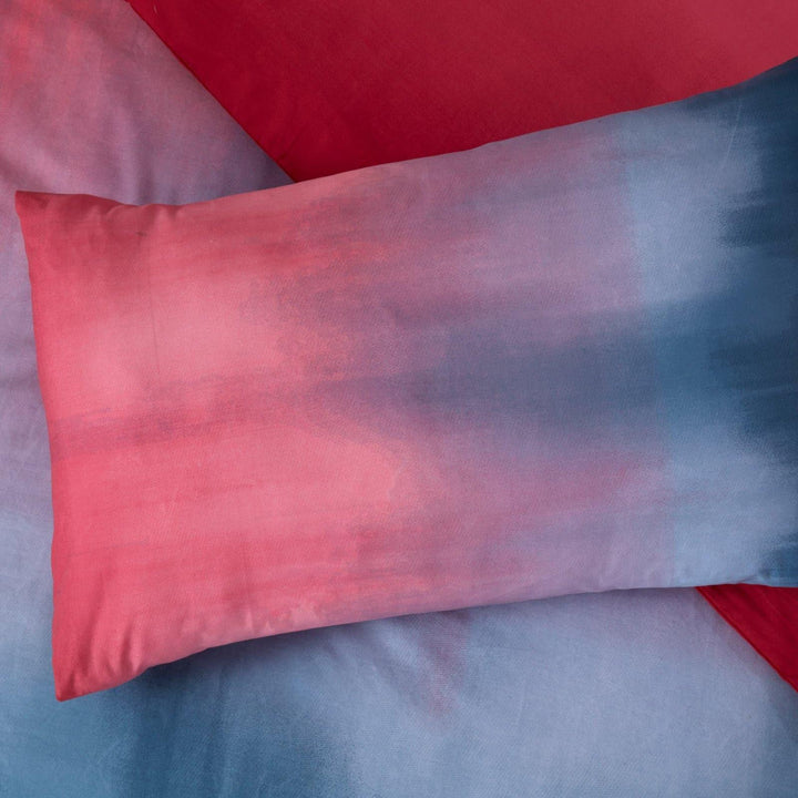 Ombre Printed Blue & Red Duvet Cover Set -  - Ideal Textiles
