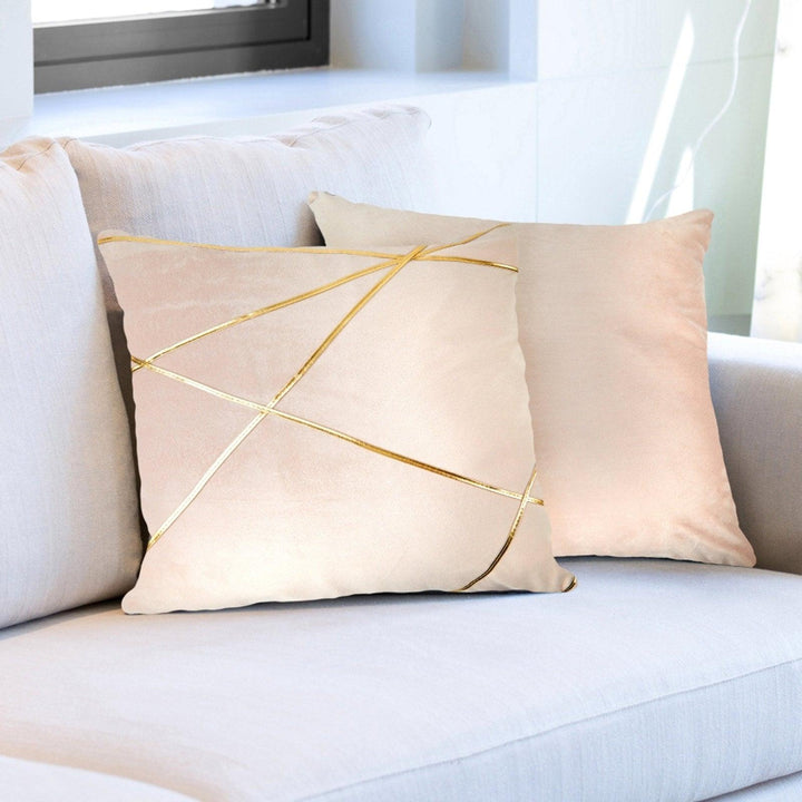 Vancouver Geometric Stitch Velvet Blush Pink Cushion Covers 17'' x 17'' -  - Ideal Textiles