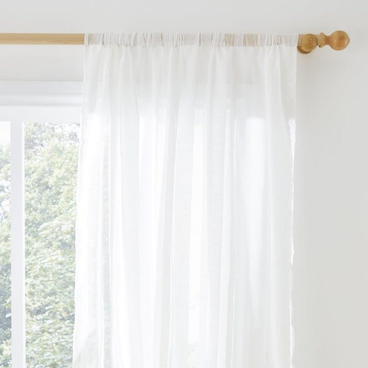 Aletta Tufted Stripe Voile Curtain Panel White -  - Ideal Textiles