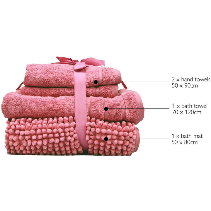 Loom Editions 4 Piece Towel Bale & Bath Mat Set Rose - Ideal