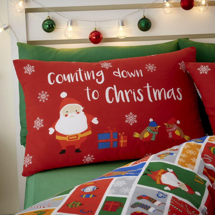 Countdown to Christmas Advent Pocket Red Duvet Cover Set -  - Ideal Textiles