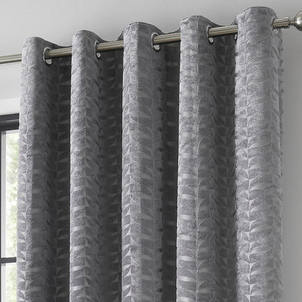 Kendal Geometric Lined Eyelet Curtains Charcoal -  - Ideal Textiles
