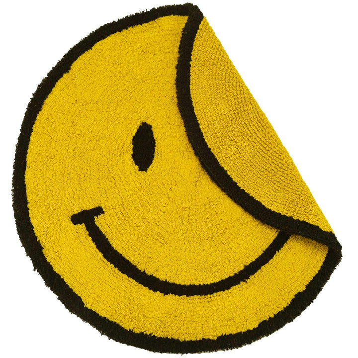 Smiley Face Round Non-Slip Bath Mat Yellow -  - Ideal Textiles
