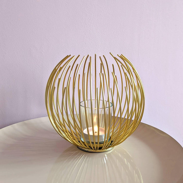 Gold Urchin Wire Tealight Candle Holder - Ideal