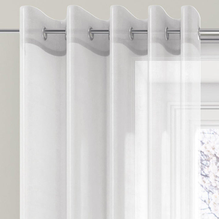 Plain Eyelet Voile Curtain Panels White - 59'' x 54'' - Ideal Textiles