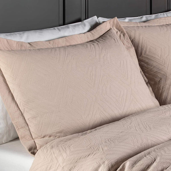 Padstow Diamond Luxury Woven Cotton Pillow Sham Blush -  - Ideal Textiles