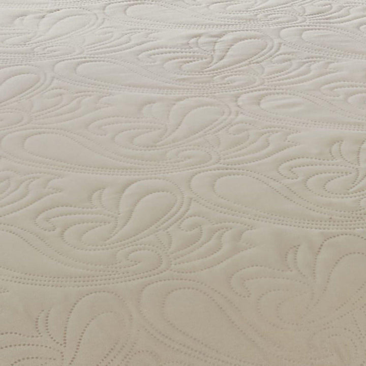 Athena Quilted Paisley Motif Cream Bedspread Set -  - Ideal Textiles