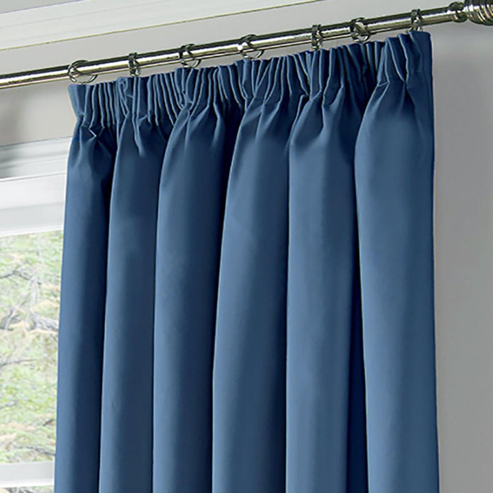 Essential 95% Blackout Tape Top Curtains Blue -  - Ideal Textiles