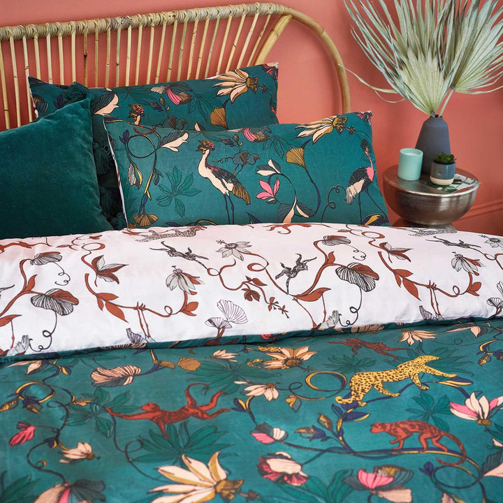 Wildlings Tropical Jungle Juniper Green Duvet Cover Set -  - Ideal Textiles