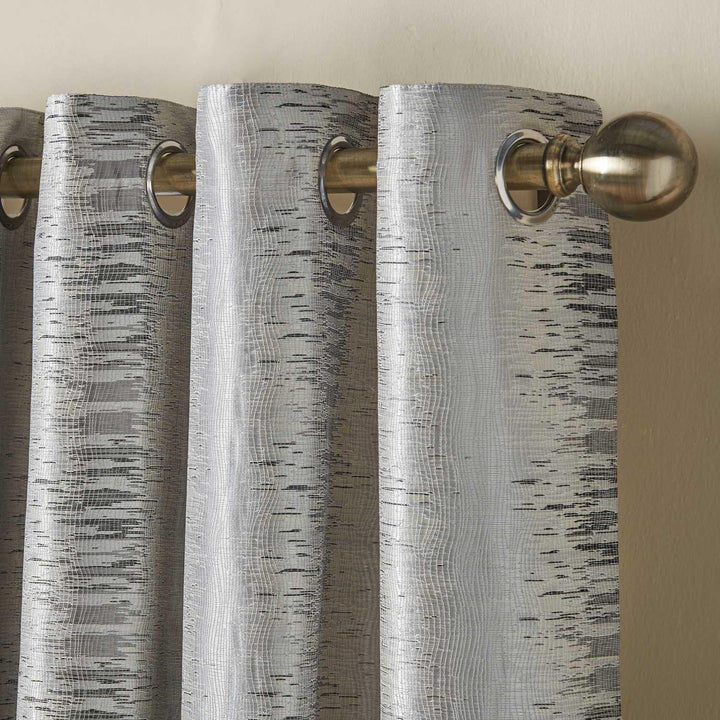 Reflections Jacquard Lined Eyelet Curtains Silver -  - Ideal Textiles