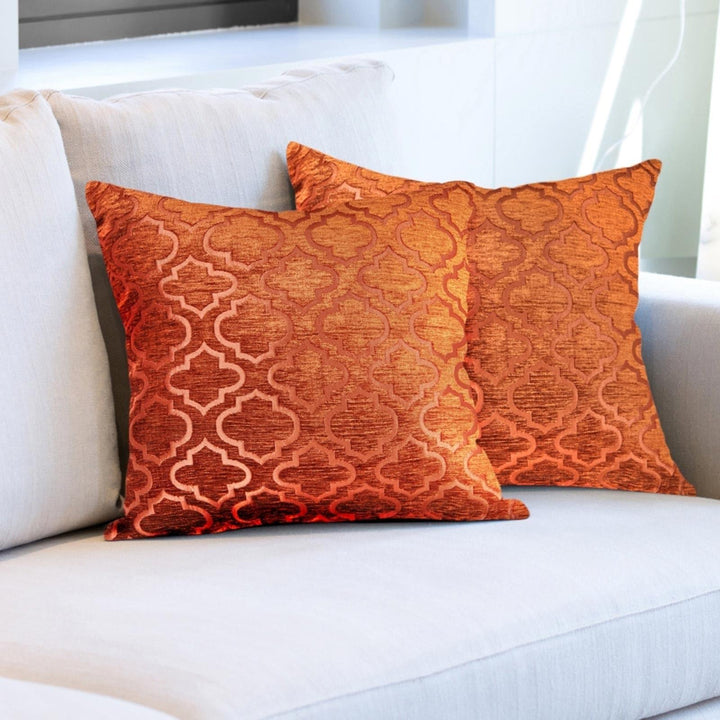 Bohemia Moroccan Chenille Terracotta Cushion Covers 17'' x 17'' -  - Ideal Textiles