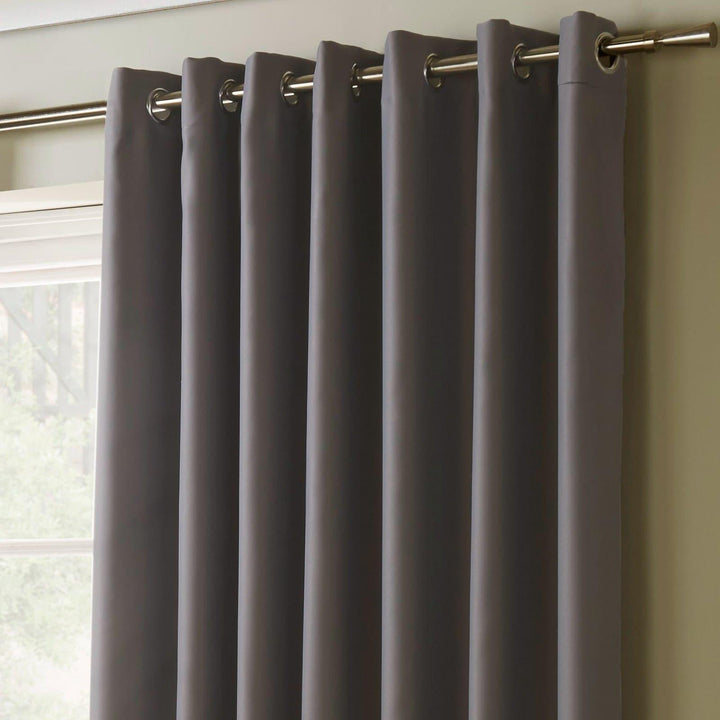 Essential 95% Blackout Eyelet Curtains Silver -  - Ideal Textiles