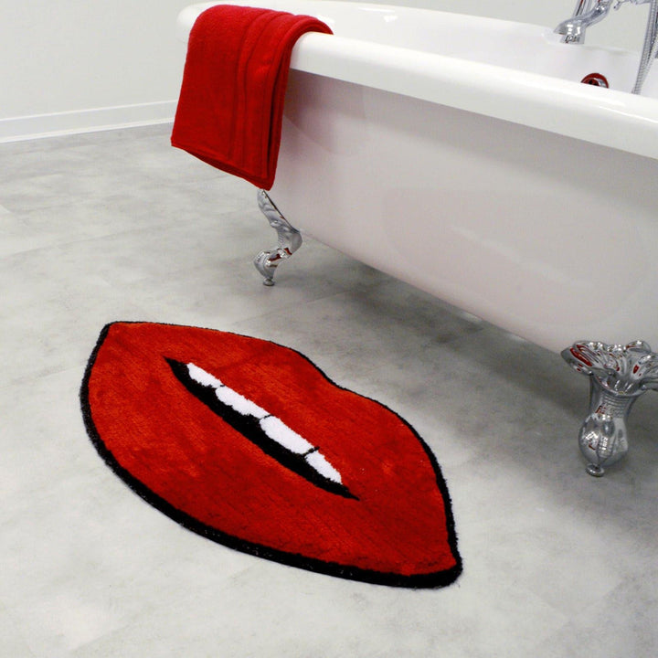 Lips Shaped Non-Slip Bath Mat Red -  - Ideal Textiles