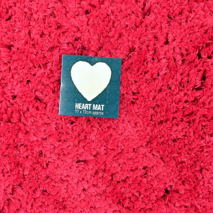Heart Shaped Deep Pile Bath Mat Hot Pink -  - Ideal Textiles