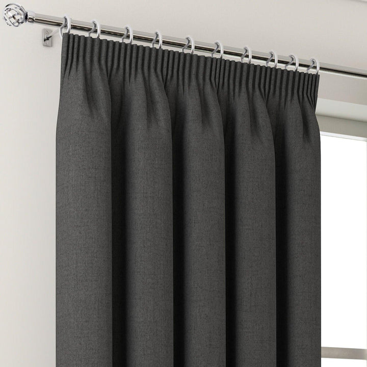 Orion Thermal Blackout Lined Tape Top Curtains Charcoal -  - Ideal Textiles