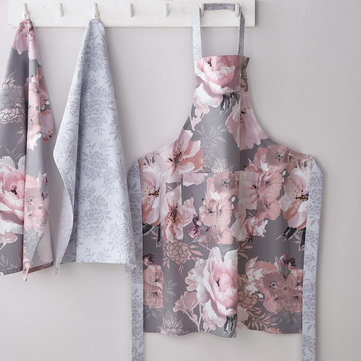 Dramatic Floral 100% Cotton Kitchen Apron Grey -  - Ideal Textiles