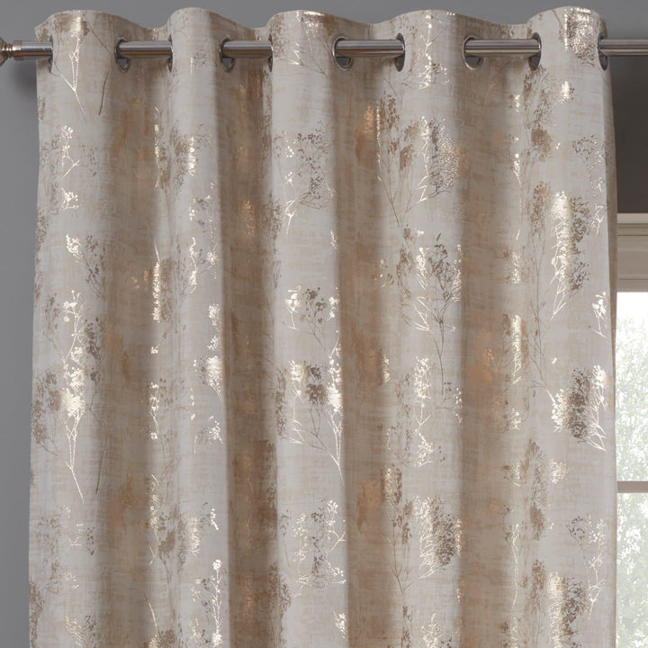 Osaka Metallic Velvet Lined Eyelet Curtains Natural -  - Ideal Textiles