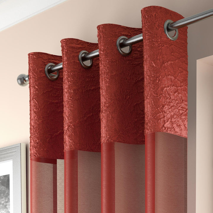 Madeira Eyelet Voile Curtain Panels Orange - 53'' x 54'' - Ideal Textiles