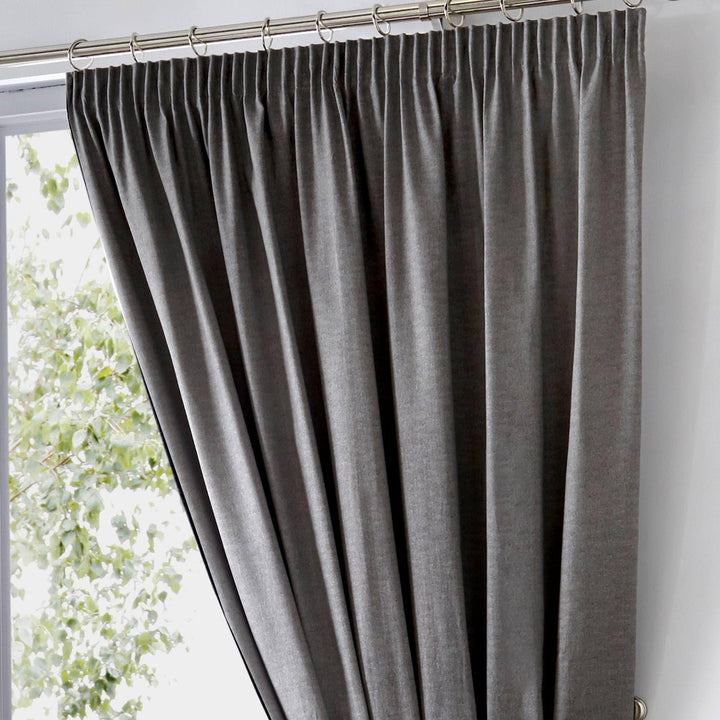 Dijon Blackout Thermal Tape Top Curtains Charcoal -  - Ideal Textiles