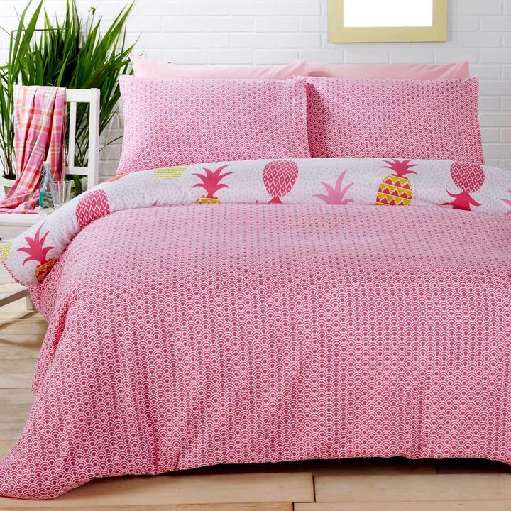 Pineapples Aloha! Tropical Pink Duvet Cover Set -  - Ideal Textiles