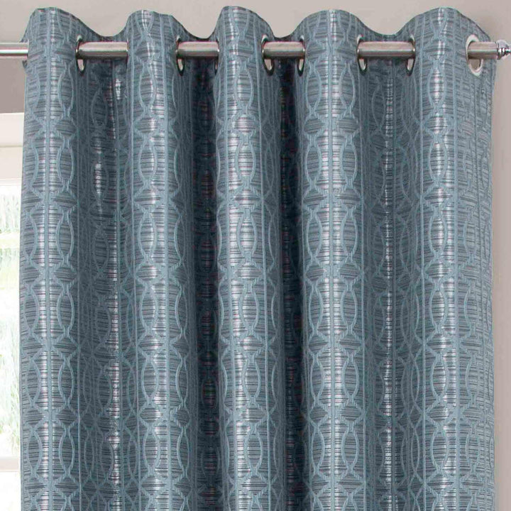 Tuscany Jacquard Lined Eyelet Curtains Duck Egg -  - Ideal Textiles