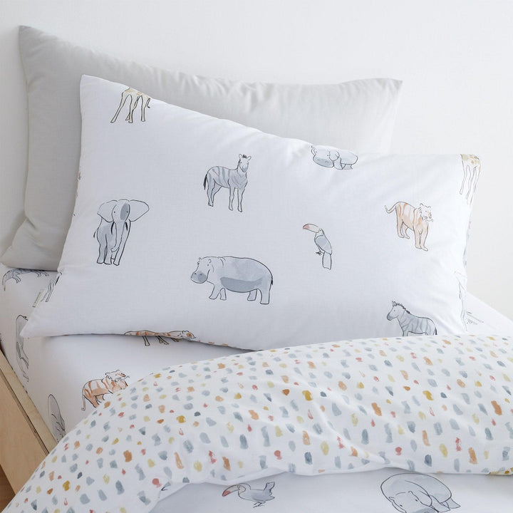 Zoo Animals 100% Cotton Kids Pastel Duvet Cover Set -  - Ideal Textiles