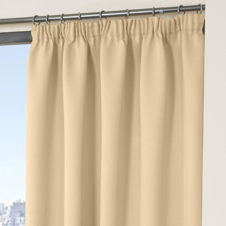Cali Plain Thermal Blackout Tape Top Curtains Beige -  - Ideal Textiles