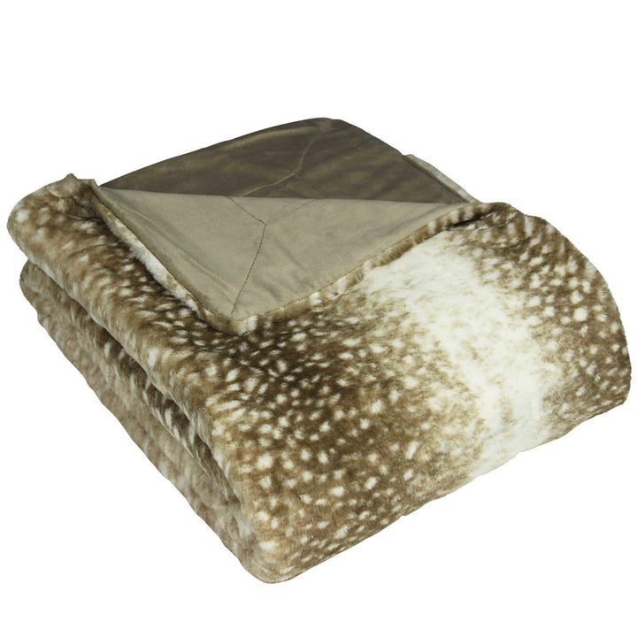 Fawn Deerskin Natural Faux Fur Throws 130cm x 180cm -  - Ideal Textiles