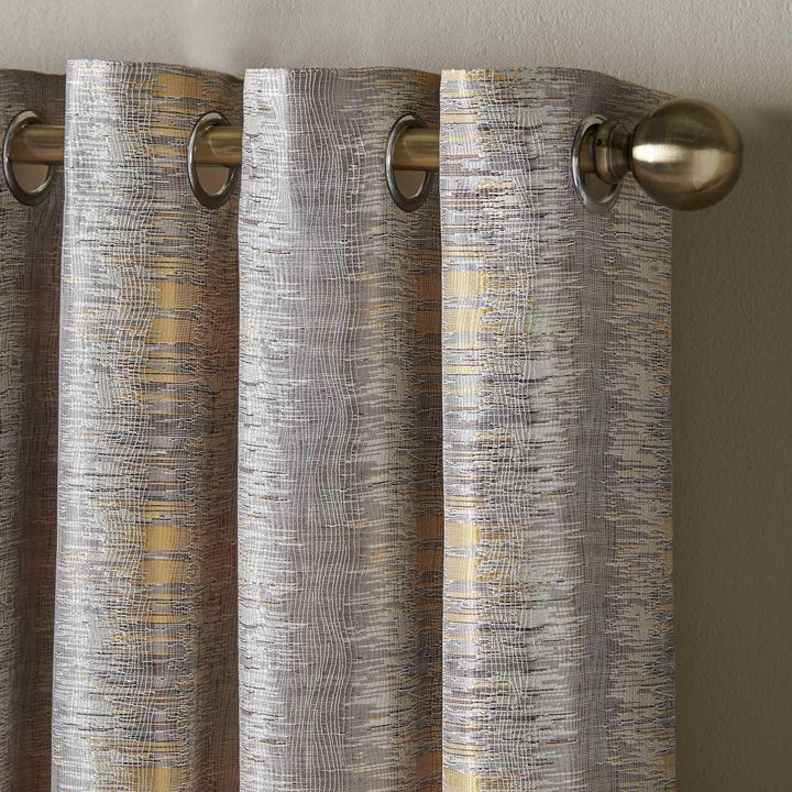 Reflections Jacquard Lined Eyelet Curtains Ochre -  - Ideal Textiles