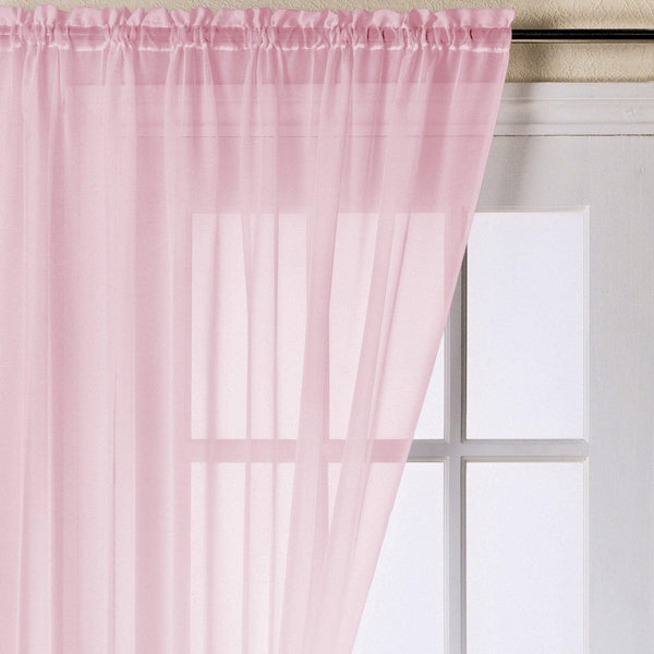 Trent Sheer Voile Curtain Panels Pink - 59'' x 48'' - Ideal Textiles